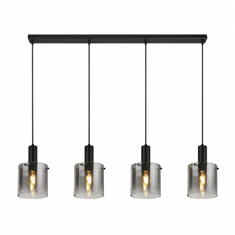Searchlight Hanglamp Sweden 4 lichts L 142 cm zwart Searchlight Hanglamp Sweden 4 lichts L 142 cm zwart
