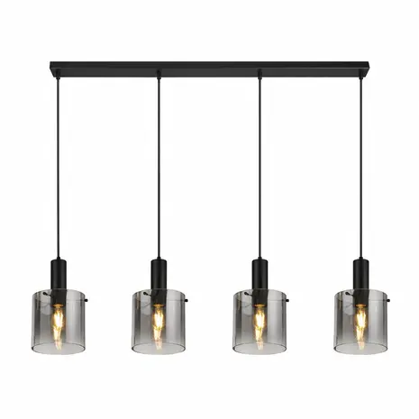 Searchlight Hanglamp Sweden 4 lichts L 142 cm zwart Searchlight Hanglamp Sweden 4 lichts L 142 cm zwart