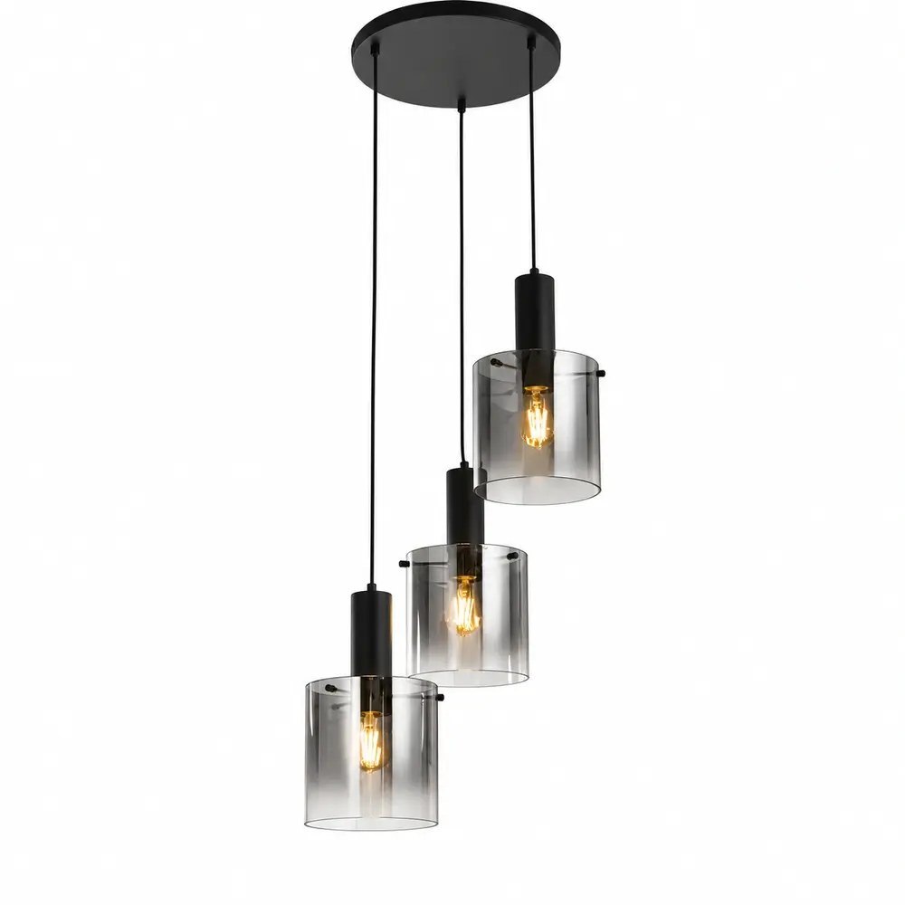 Searchlight Hanglamp Sweden 3 lichts Ø 47 cm zwart Searchlight Hanglamp Sweden 3 lichts Ø 47 cm zwart