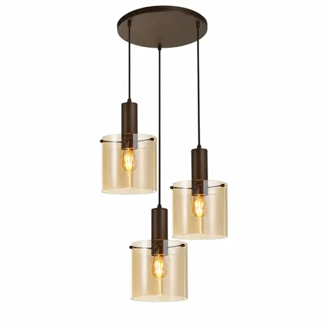 Searchlight Hanglamp Sweden 3 lichts Ø 47 cm bruin Searchlight Hanglamp Sweden 3 lichts Ø 47 cm bruin