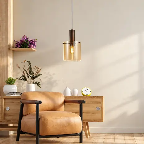 Searchlight Hanglamp Sweden Ø 22 cm bruin Searchlight Hanglamp Sweden Ø 22 cm bruin