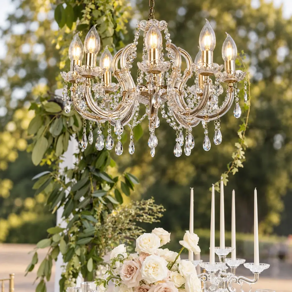 Searchlight Hanglamp Utah 8 lichts Ø 60 cm outdoor IP65 goud Searchlight Hanglamp Utah 8 lichts Ø 60 cm outdoor IP65 goud