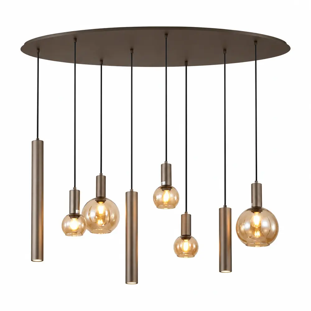 Searchlight Hanglamp Lyon 8 lichts L 140 cm brons goud Searchlight Hanglamp Lyon 8 lichts L 140 cm brons goud
