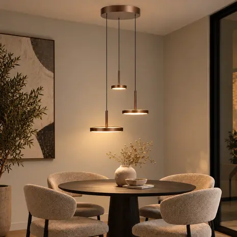 Highlight Hanglamp Falcon 3 lichts Ø 30 cm comfortlift cacao