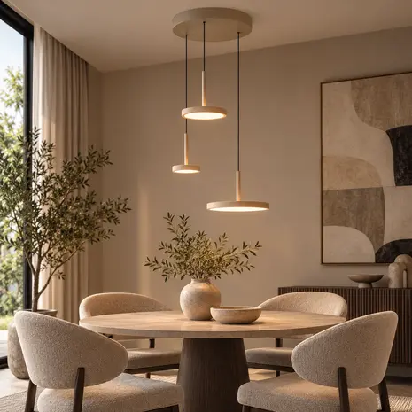 Highlight Hanglamp Falcon 3 lichts Ø 30 cm comfortlift beige