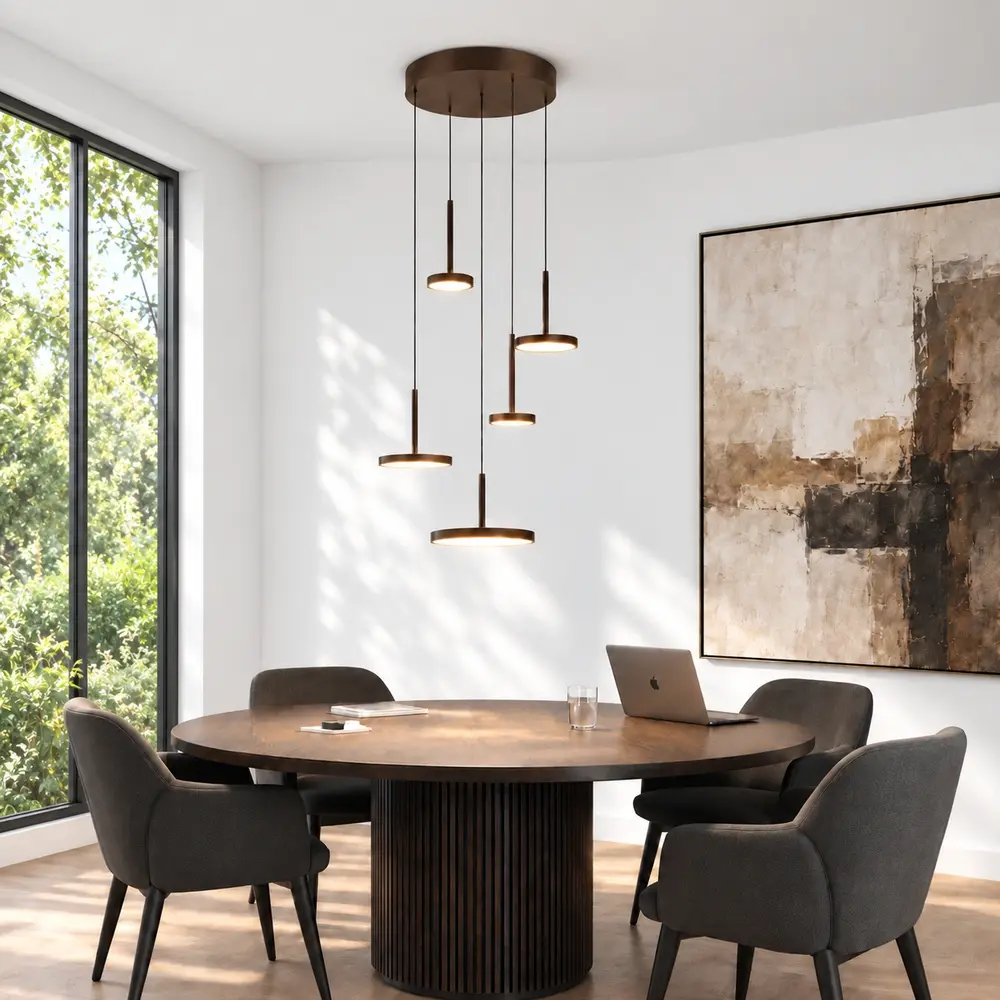 Highlight Hanglamp Falcon 5 lichts Ø 36 cm comfortlift cacao Highlight Hanglamp Falcon 5 lichts Ø 36 cm comfortlift cacao
