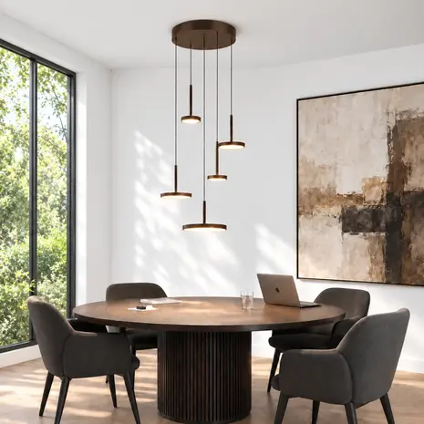 Highlight Hanglamp Falcon 5 lichts Ø 36 cm comfortlift cacao Highlight Hanglamp Falcon 5 lichts Ø 36 cm comfortlift cacao
