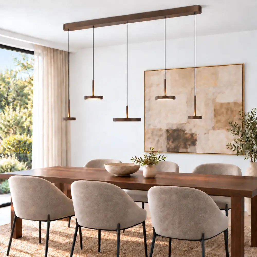 Highlight Hanglamp Falcon 5 lichts L 120 cm comfortlift cacao Highlight Hanglamp Falcon 5 lichts L 120 cm comfortlift cacao