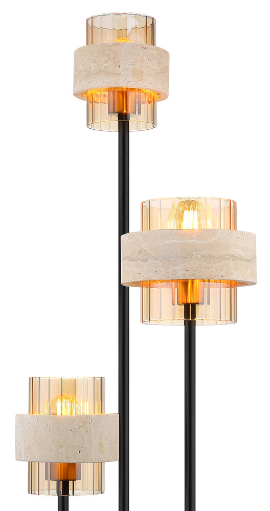 Globo Vloerlamp Daren 3 lichts H 167 cm travertin zwart Globo Vloerlamp Daren 3 lichts H 167 cm travertin zwart