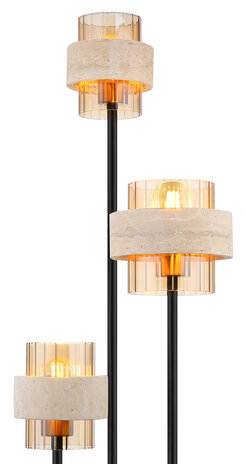 Globo Vloerlamp Daren 3 lichts H 167 cm travertin zwart Globo Vloerlamp Daren 3 lichts H 167 cm travertin zwart