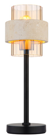 Globo Tafellamp Daren H 39 cm travertin zwart