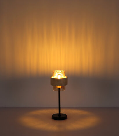 Globo Tafellamp Daren H 39 cm travertin zwart