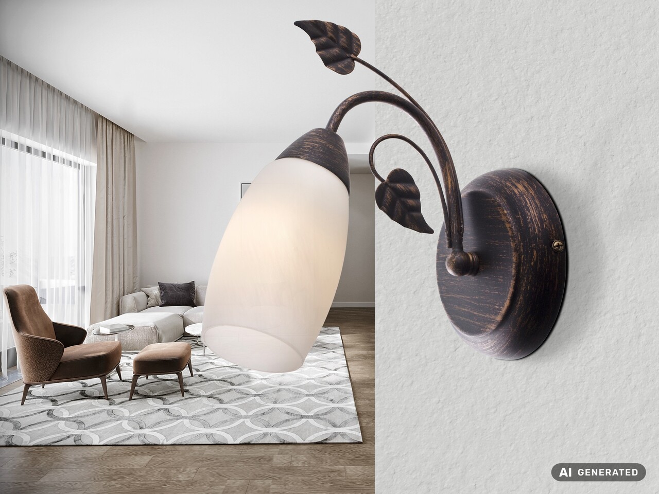Globo Wandlamp Venezia H 22 cm bruin Globo Wandlamp Venezia H 22 cm bruin