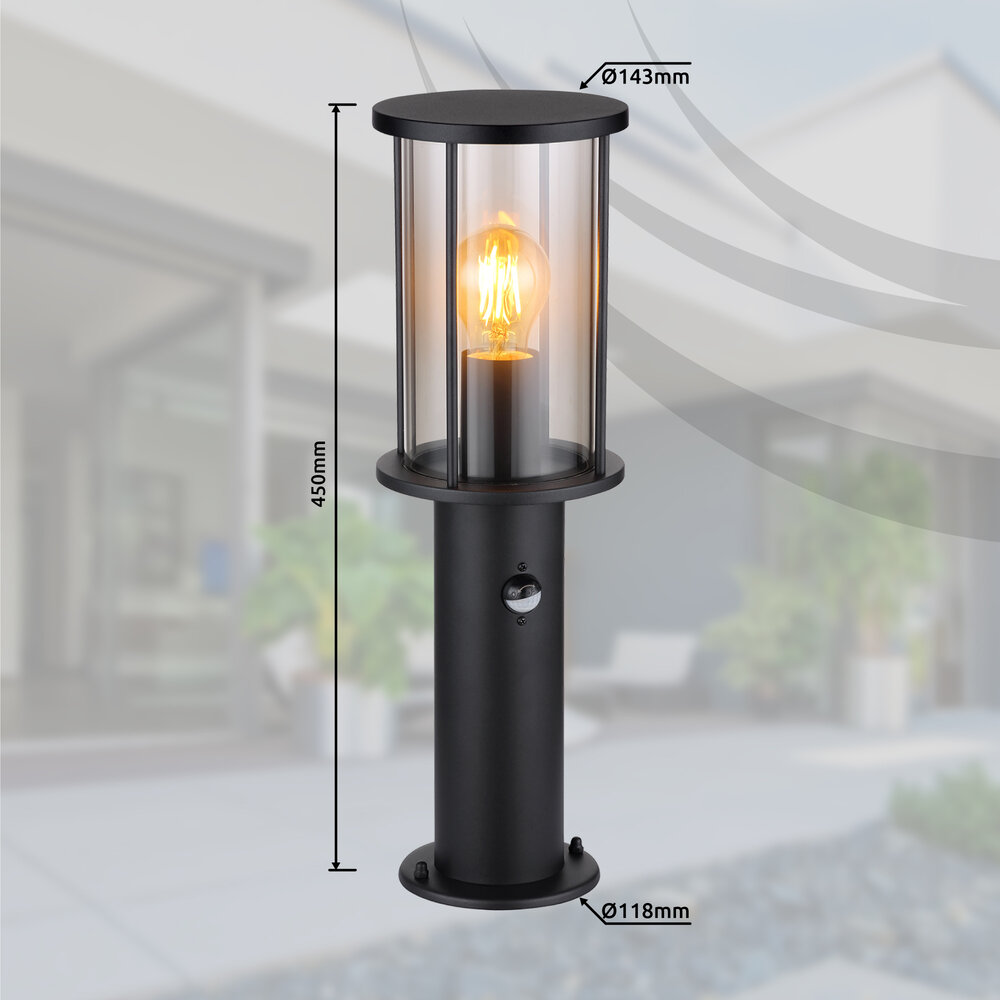 Globo Buitenlamp Gracey H 45 cm sensor zwart Globo Buitenlamp Gracey H 45 cm sensor zwart
