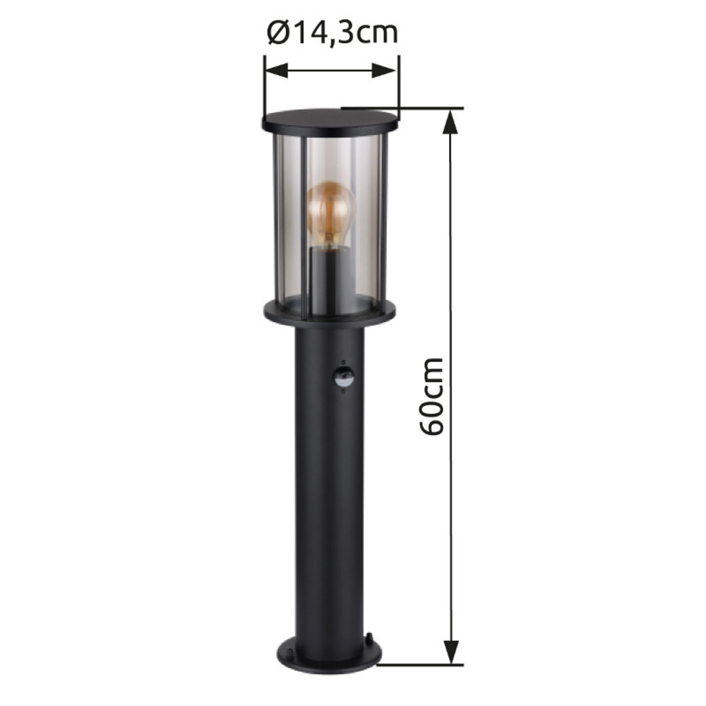 Globo Buitenlamp Gracey H 60 cm sensor zwart Globo Buitenlamp Gracey H 60 cm sensor zwart