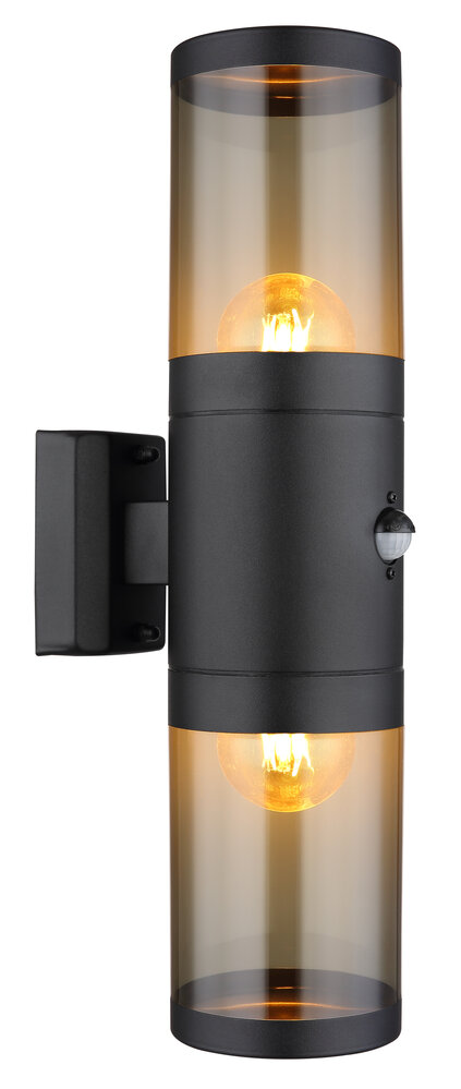 Globo Buitenlamp Xeloo 2 licht H 42 cm sensor zwart Globo Buitenlamp Xeloo 2 licht H 42 cm sensor zwart