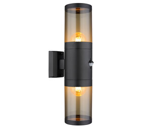 Globo Buitenlamp Xeloo 2 licht H 42 cm sensor zwart Globo Buitenlamp Xeloo 2 licht H 42 cm sensor zwart