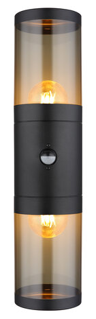 Globo Buitenlamp Xeloo 2 licht H 42 cm sensor zwart Globo Buitenlamp Xeloo 2 licht H 42 cm sensor zwart