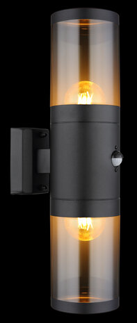 Globo Buitenlamp Xeloo 2 licht H 42 cm sensor zwart Globo Buitenlamp Xeloo 2 licht H 42 cm sensor zwart