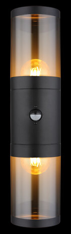 Globo Buitenlamp Xeloo 2 licht H 42 cm sensor zwart Globo Buitenlamp Xeloo 2 licht H 42 cm sensor zwart