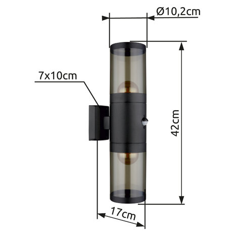 Globo Buitenlamp Xeloo 2 licht H 42 cm sensor zwart Globo Buitenlamp Xeloo 2 licht H 42 cm sensor zwart
