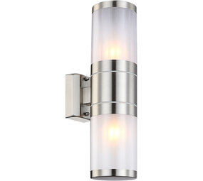 Globo Buitenlamp Xeloo 2 licht H 37 cm mat chroom Globo Buitenlamp Xeloo 2 licht H 37 cm mat chroom