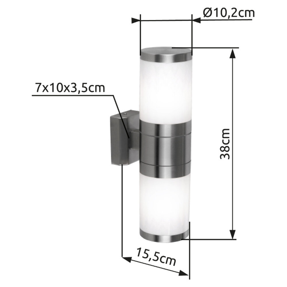 Globo Buitenlamp Xeloo 2 licht H 37 cm mat chroom Globo Buitenlamp Xeloo 2 licht H 37 cm mat chroom