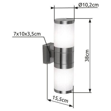 Globo Buitenlamp Xeloo 2 licht H 37 cm mat chroom Globo Buitenlamp Xeloo 2 licht H 37 cm mat chroom