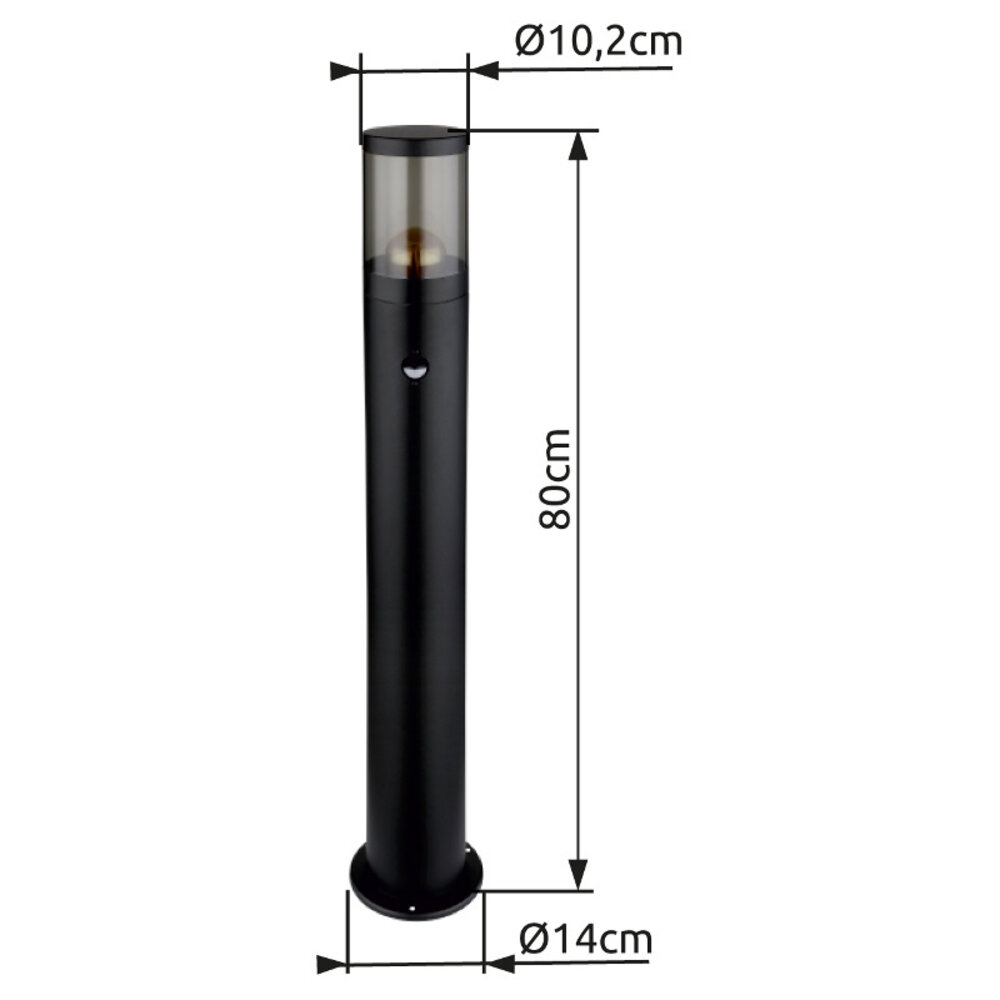 Globo Buitenlamp Xeloo H 80 cm sensor zwart Globo Buitenlamp Xeloo H 80 cm sensor zwart