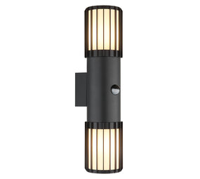 Globo Buitenlamp Mervin wand 2 licht H 38 cm sensor antraciet Globo Buitenlamp Mervin wand 2 licht H 38 cm sensor antraciet
