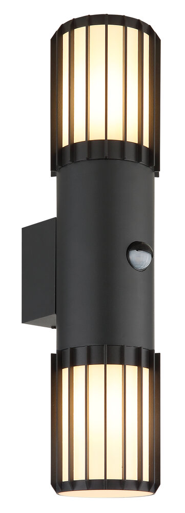 Globo Buitenlamp Mervin wand 2 licht H 38 cm sensor antraciet Globo Buitenlamp Mervin wand 2 licht H 38 cm sensor antraciet