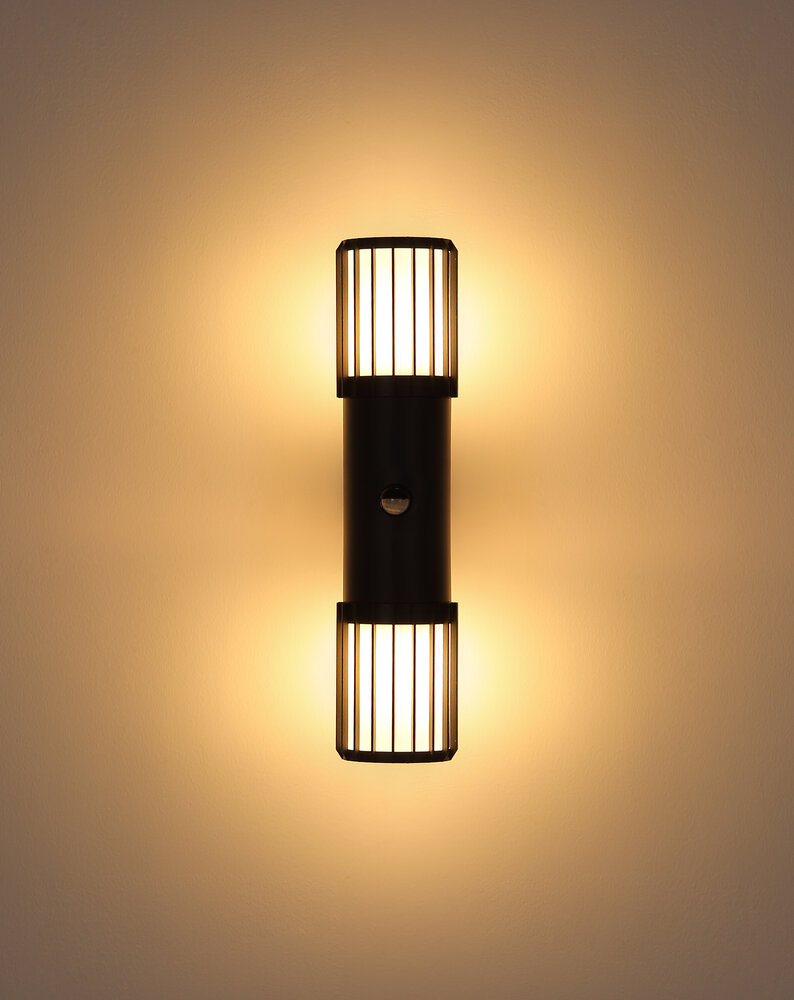 Globo Buitenlamp Mervin wand 2 licht H 38 cm sensor antraciet Globo Buitenlamp Mervin wand 2 licht H 38 cm sensor antraciet