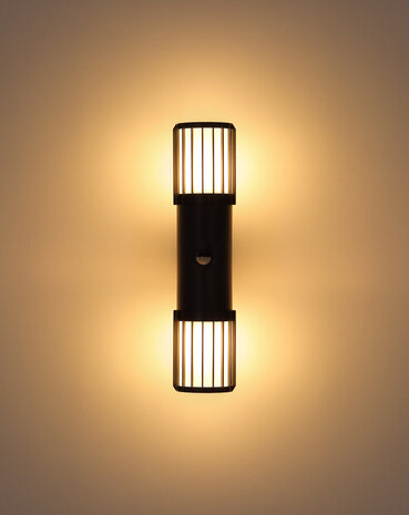 Globo Buitenlamp Mervin wand 2 licht H 38 cm sensor antraciet Globo Buitenlamp Mervin wand 2 licht H 38 cm sensor antraciet