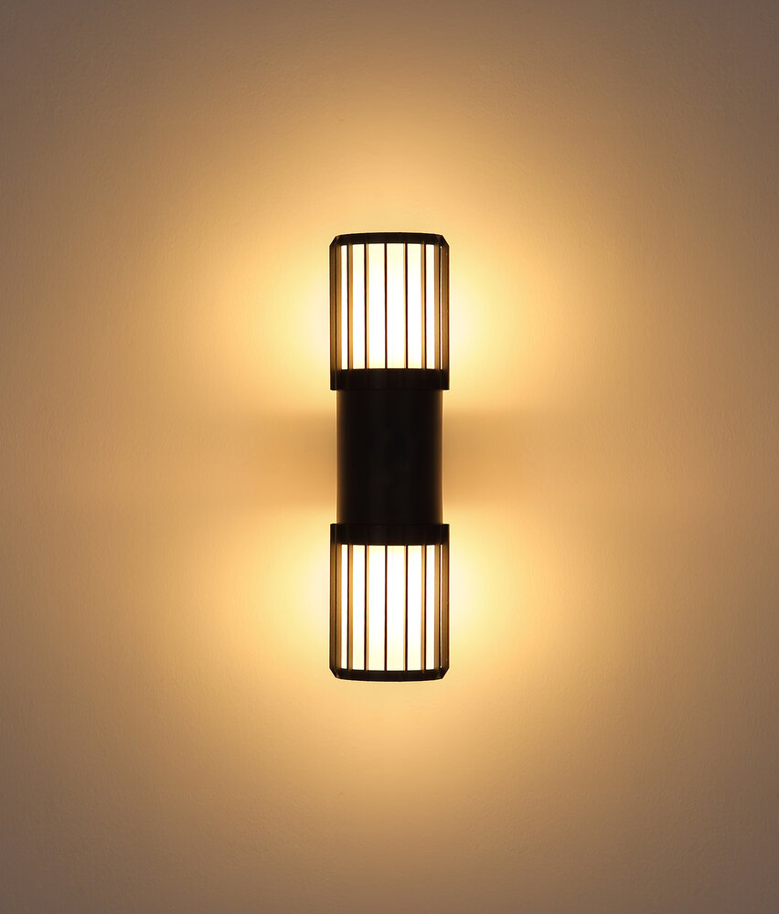 Globo Buitenlamp Mervin wand 2 licht H 38 cm antraciet