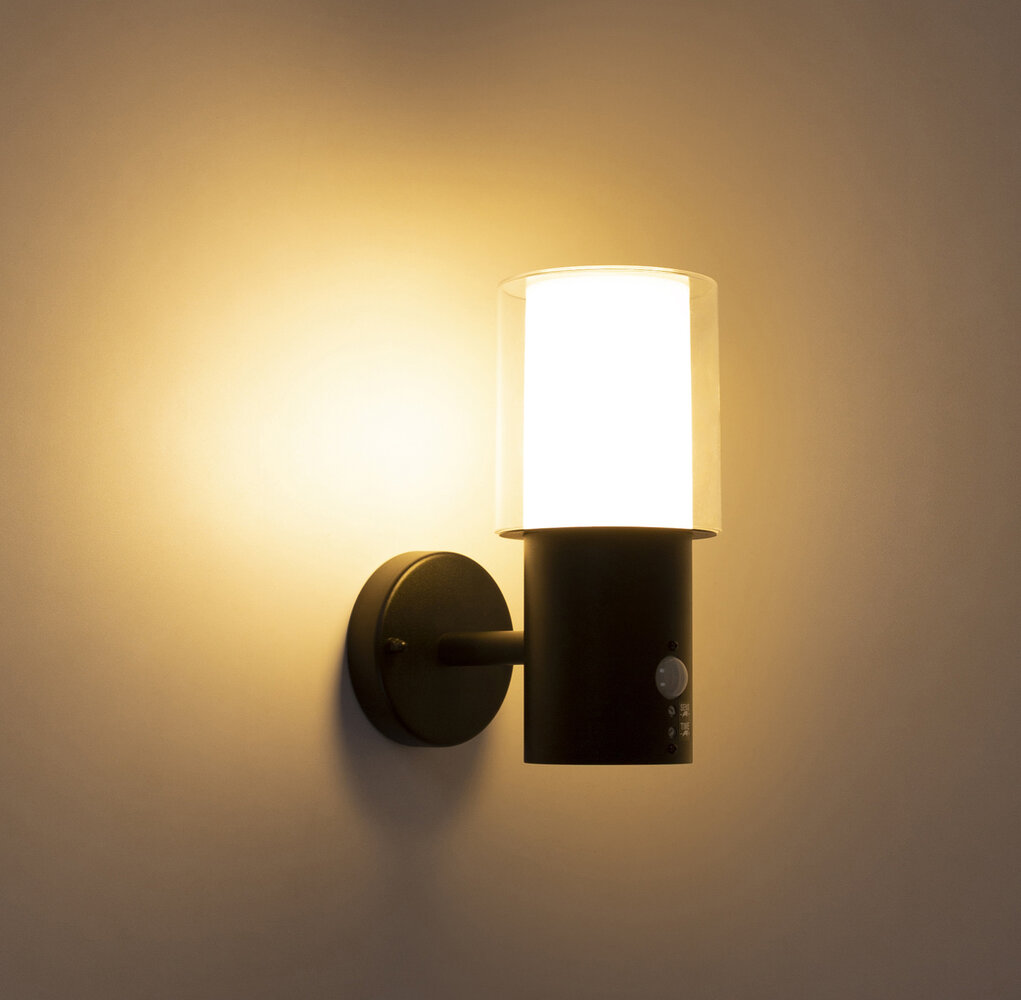 Globo Buitenlamp Compton H 25 cm sensor zwart Globo Buitenlamp Compton H 25 cm sensor zwart