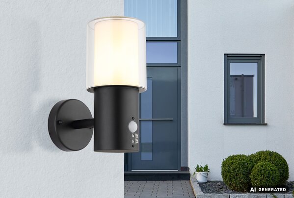 Globo Buitenlamp Compton H 25 cm sensor zwart Globo Buitenlamp Compton H 25 cm sensor zwart