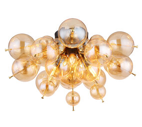 Globo Plafondlamp Udo 3 lichts Ø 55 cm amber zwart Globo Plafondlamp Udo 3 lichts Ø 55 cm amber zwart