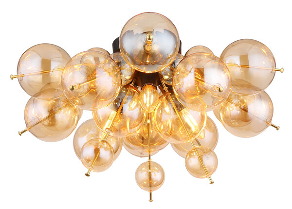 Globo Plafondlamp Udo 3 lichts Ø 55 cm amber zwart Globo Plafondlamp Udo 3 lichts Ø 55 cm amber zwart