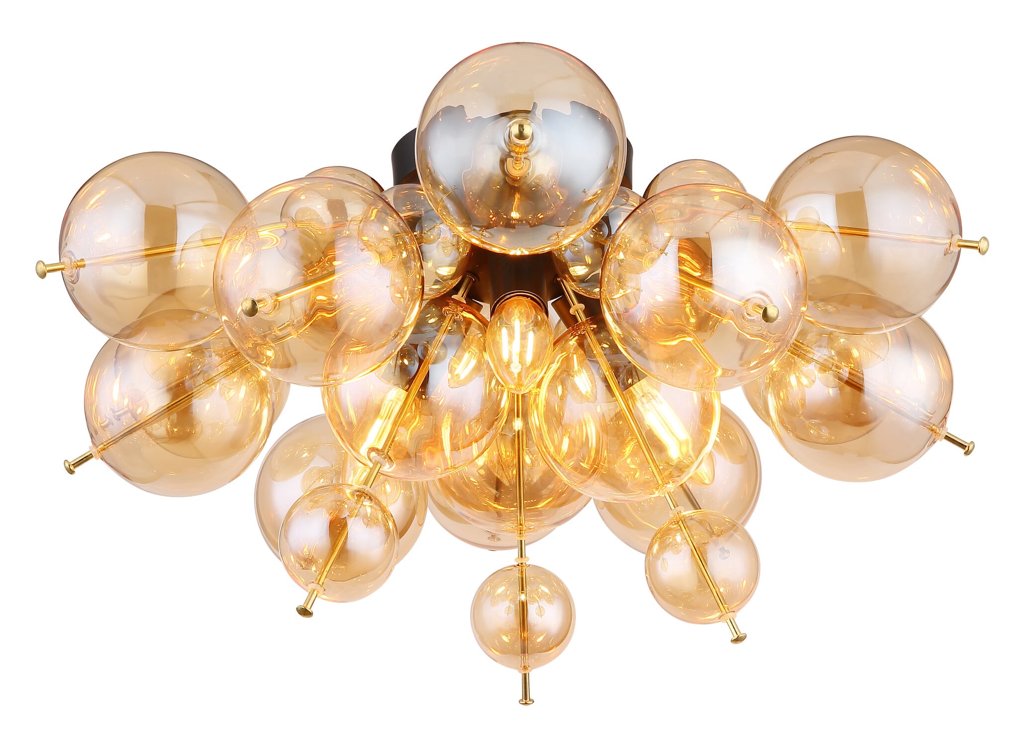 Globo Plafondlamp Udo 3 lichts Ø 55 cm amber zwart