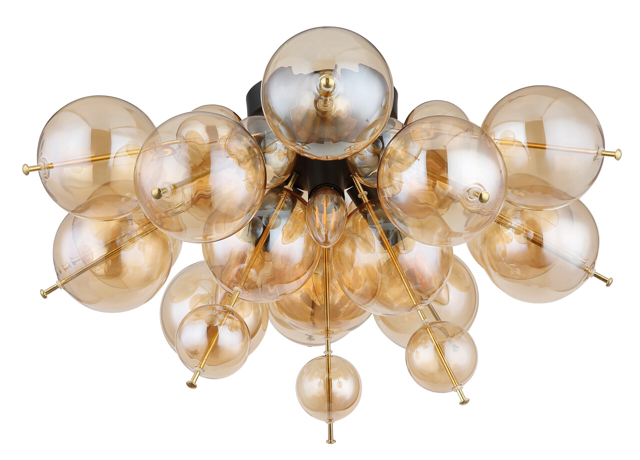 Globo Plafondlamp Udo 3 lichts Ø 55 cm amber zwart Globo Plafondlamp Udo 3 lichts Ø 55 cm amber zwart