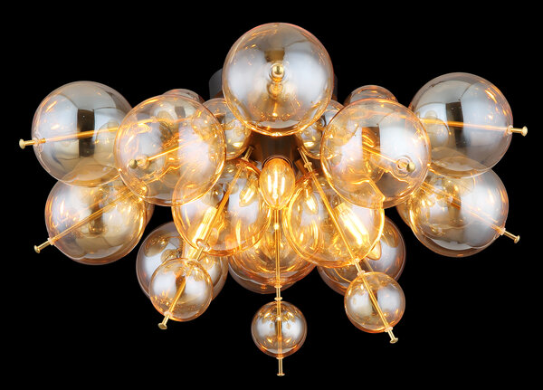 Globo Plafondlamp Udo 3 lichts Ø 55 cm amber zwart Globo Plafondlamp Udo 3 lichts Ø 55 cm amber zwart