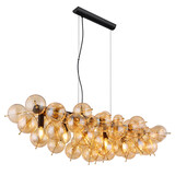 Globo Hanglamp Udo 6 lichts L 103 cm amber zwart Globo Hanglamp Udo 6 lichts L 103 cm amber zwart