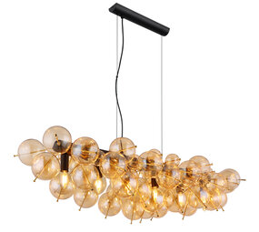 Globo Hanglamp Udo 6 lichts L 103 cm amber zwart Globo Hanglamp Udo 6 lichts L 103 cm amber zwart