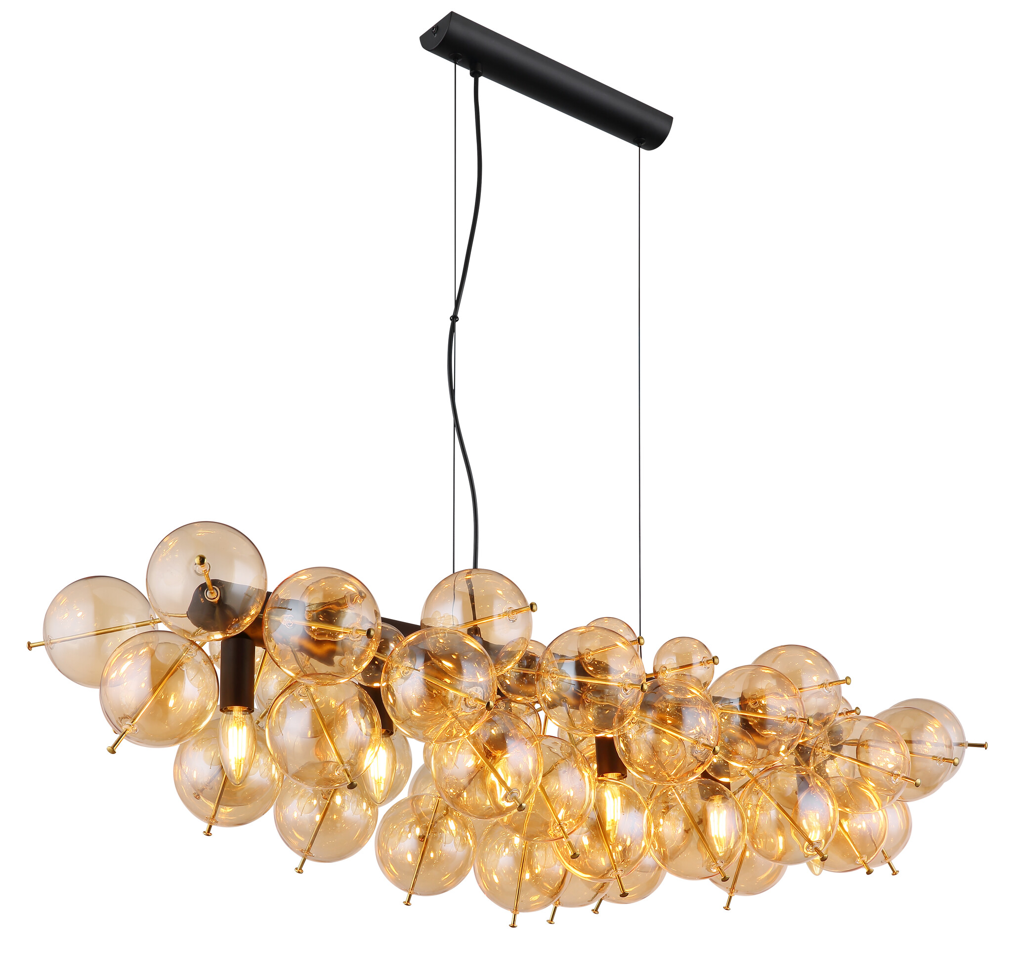 Globo Hanglamp Udo 6 lichts L 103 cm amber zwart
