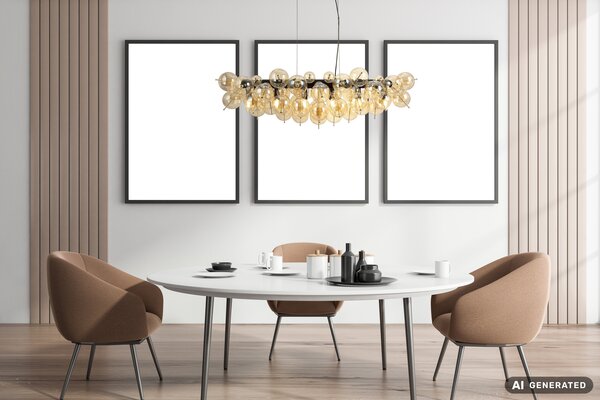 Globo Hanglamp Udo 6 lichts L 103 cm amber zwart Globo Hanglamp Udo 6 lichts L 103 cm amber zwart