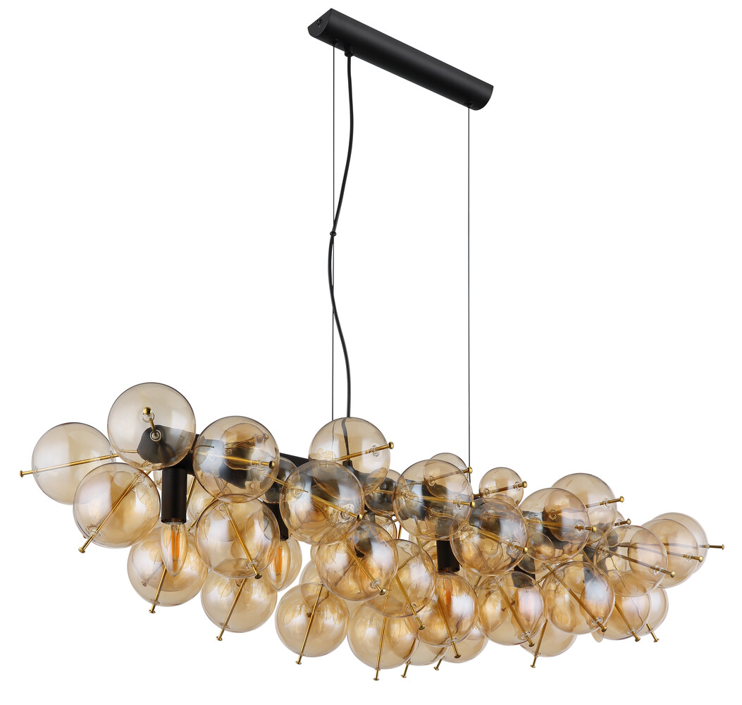 Globo Hanglamp Udo 6 lichts L 103 cm amber zwart Globo Hanglamp Udo 6 lichts L 103 cm amber zwart