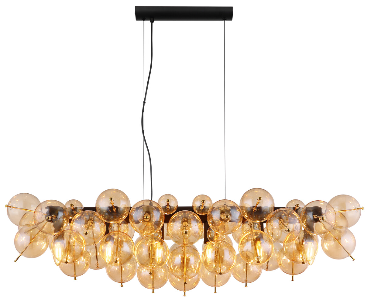 Globo Hanglamp Udo 6 lichts L 103 cm amber zwart Globo Hanglamp Udo 6 lichts L 103 cm amber zwart