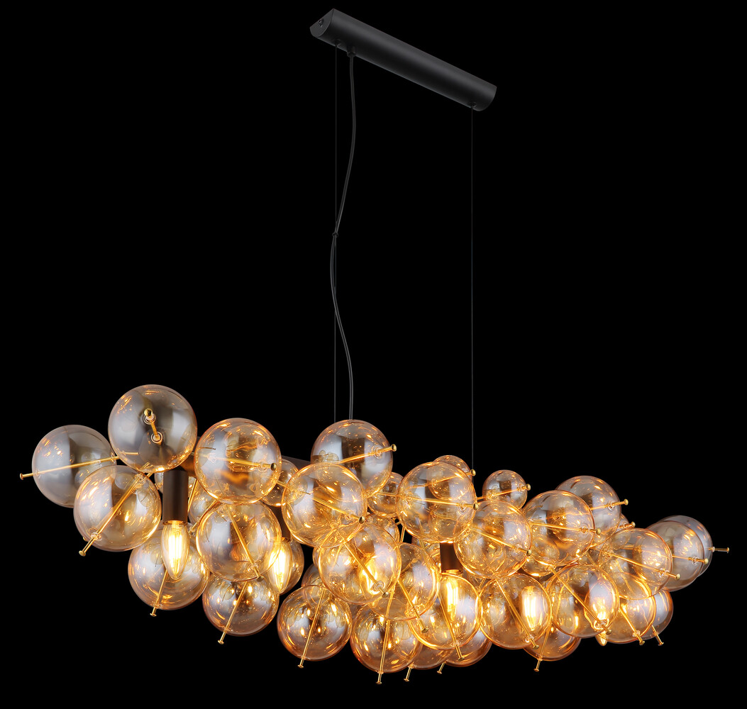 Globo Hanglamp Udo 6 lichts L 103 cm amber zwart Globo Hanglamp Udo 6 lichts L 103 cm amber zwart