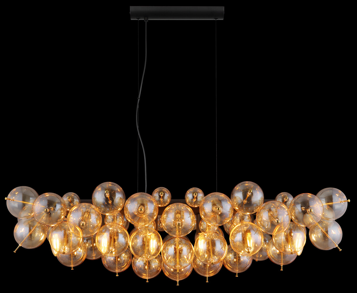 Globo Hanglamp Udo 6 lichts L 103 cm amber zwart Globo Hanglamp Udo 6 lichts L 103 cm amber zwart