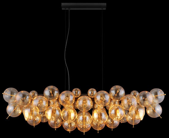 Globo Hanglamp Udo 6 lichts L 103 cm amber zwart Globo Hanglamp Udo 6 lichts L 103 cm amber zwart